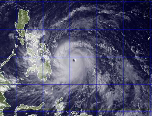 Typhoon  Yolanda (Haiyan) crossing the Philippines (AP Photo-US Naval Research Lab)