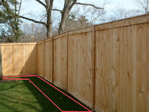 Leave a 2-3 foot gap between your plantings and the fence for a perimeter path.