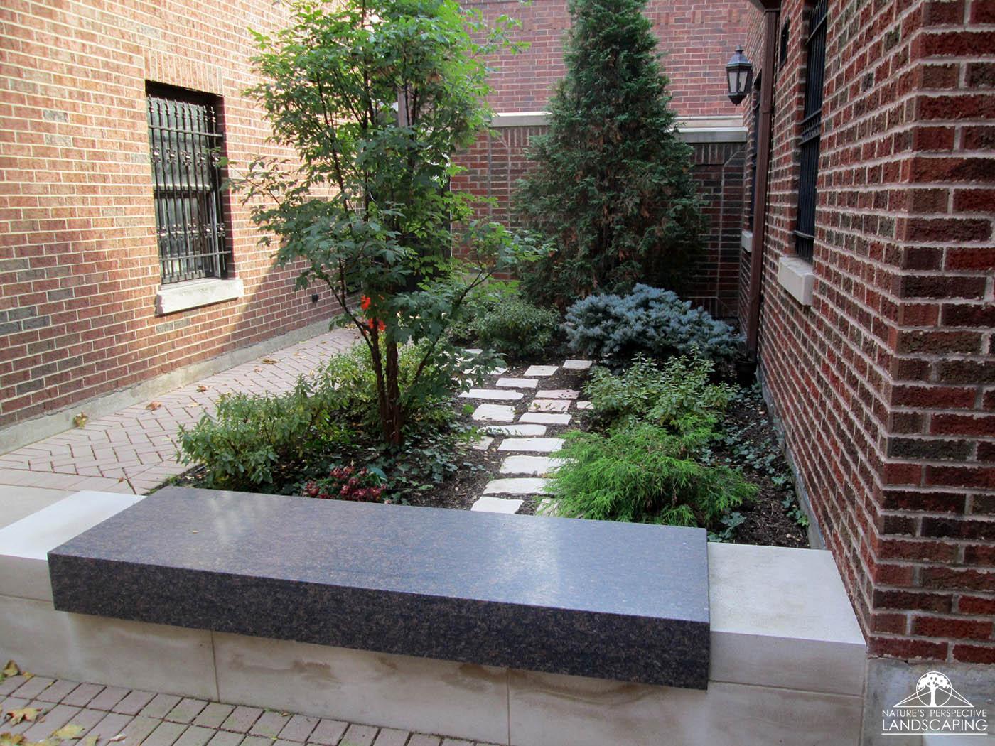 small garden with stepstones and permeable paver walk - Nature's Perspective Landscaping