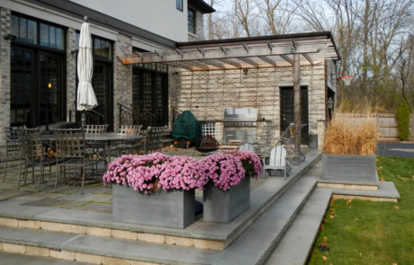bluestone patio and steps with cedar pergola