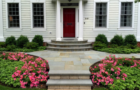 curved Bluestone stoop and treads with curved walks
