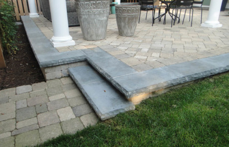 Ledgestone grey color coping and treads - Nature's Perspective Landscaping
