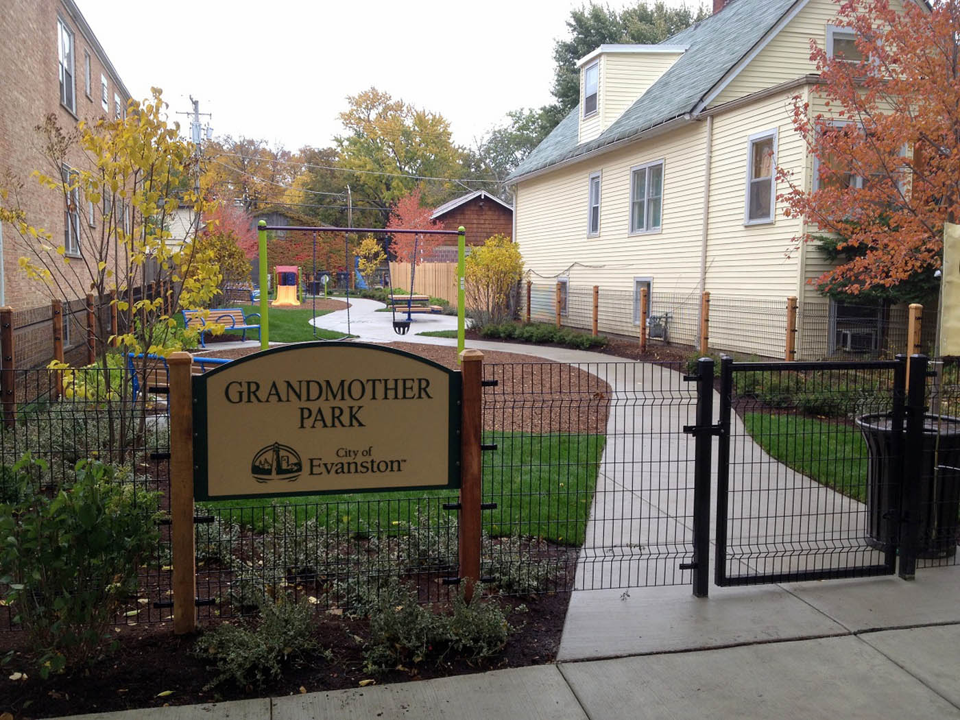Grandmother Park completed with fence and sign
