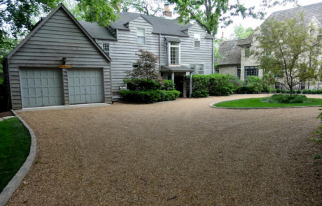 Gravel driveway and round-a-bout