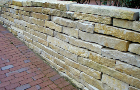 Dry-laid limestone retaining wall