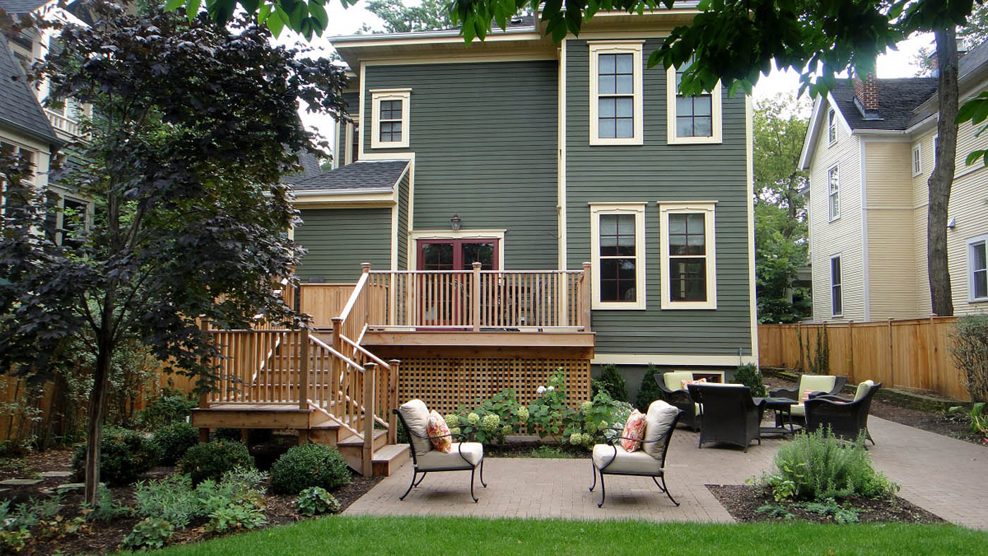 deck with clay paver patio- Nature's Perspective Landscaping