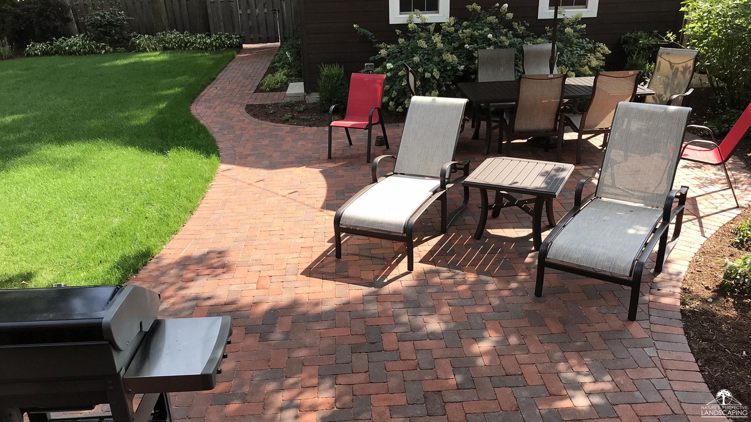 clay paver patio in backyard