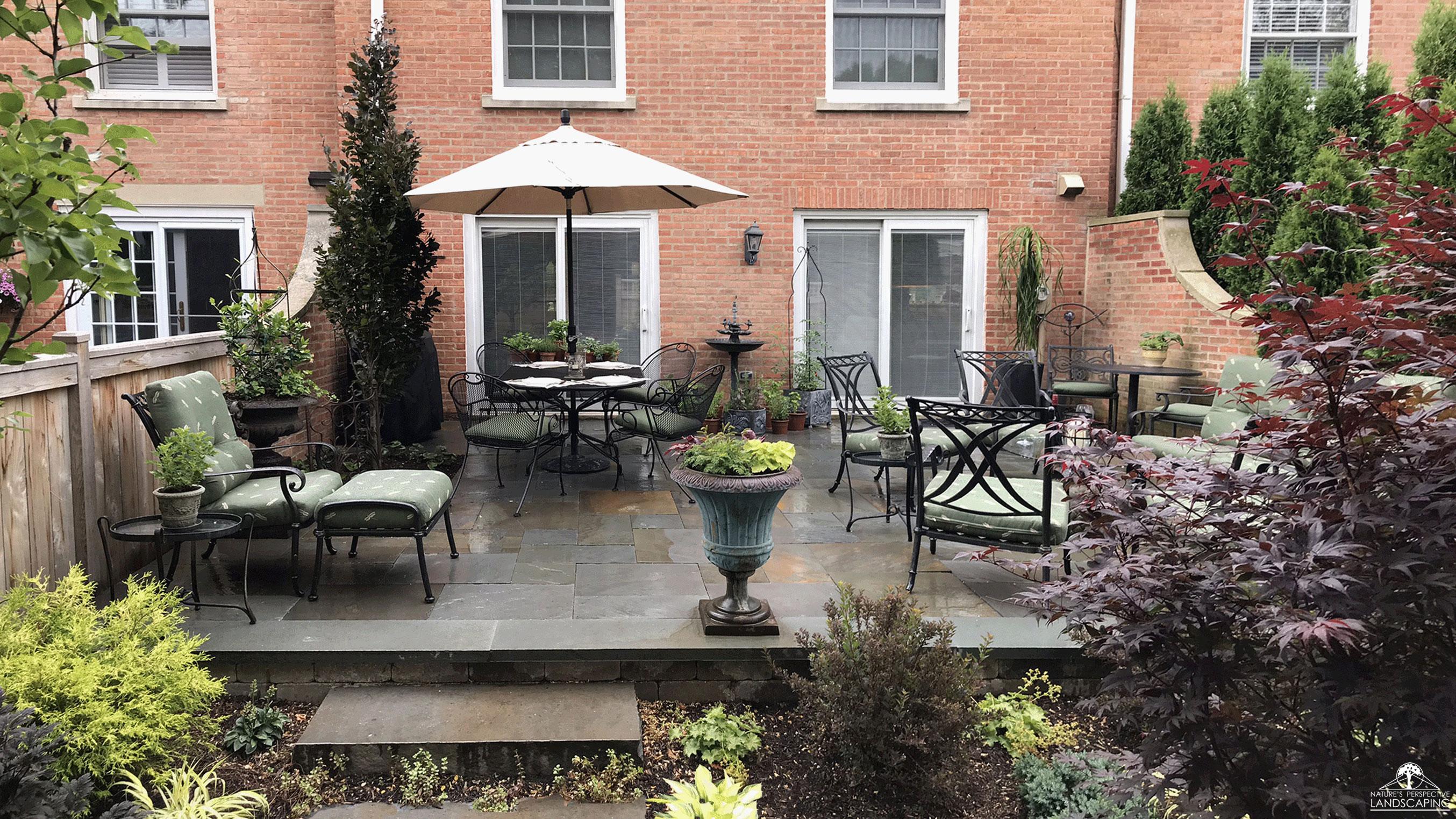 townhome bluestone patio and planting
